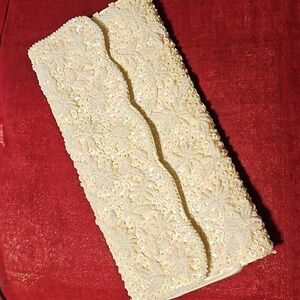 Vintage New Beaded Clutch Purse off White